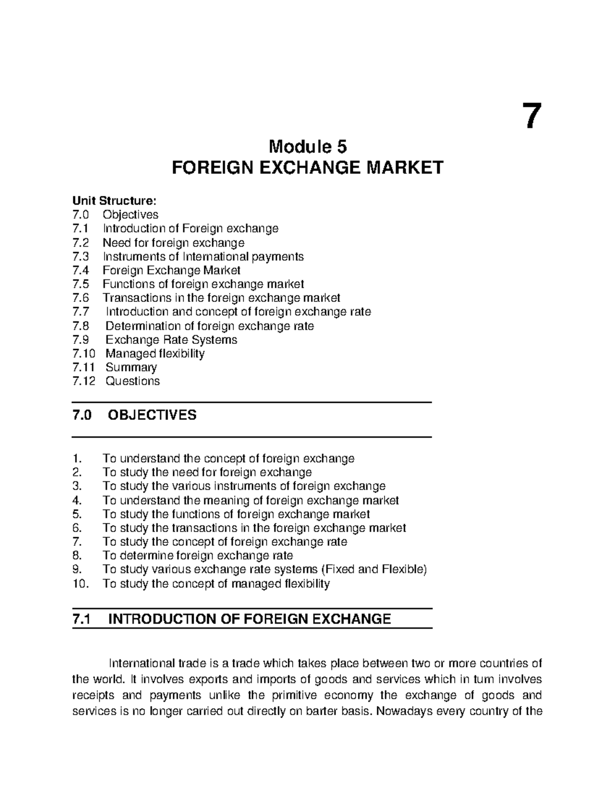 Economics of Global Trade chapter 7 - 7 Module 5 FOREIGN EXCHANGE ...