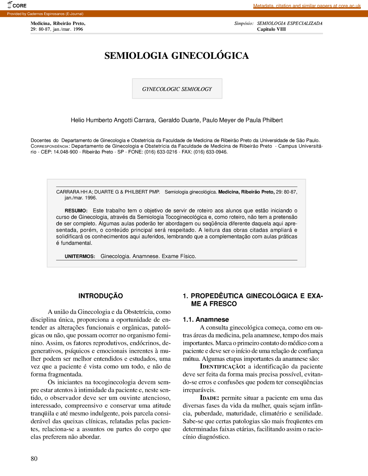 O Certo Semiologia Ginecolgica Gynecologic Semiology Helio Humberto Angotti