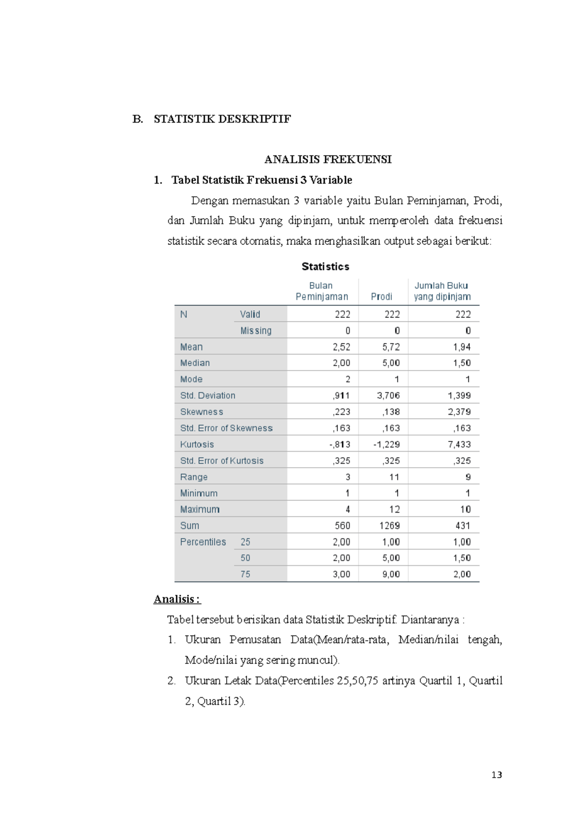 Projek Statistika - B. STATISTIK DESKRIPTIF ANALISIS FREKUENSI 1. Tabel ...