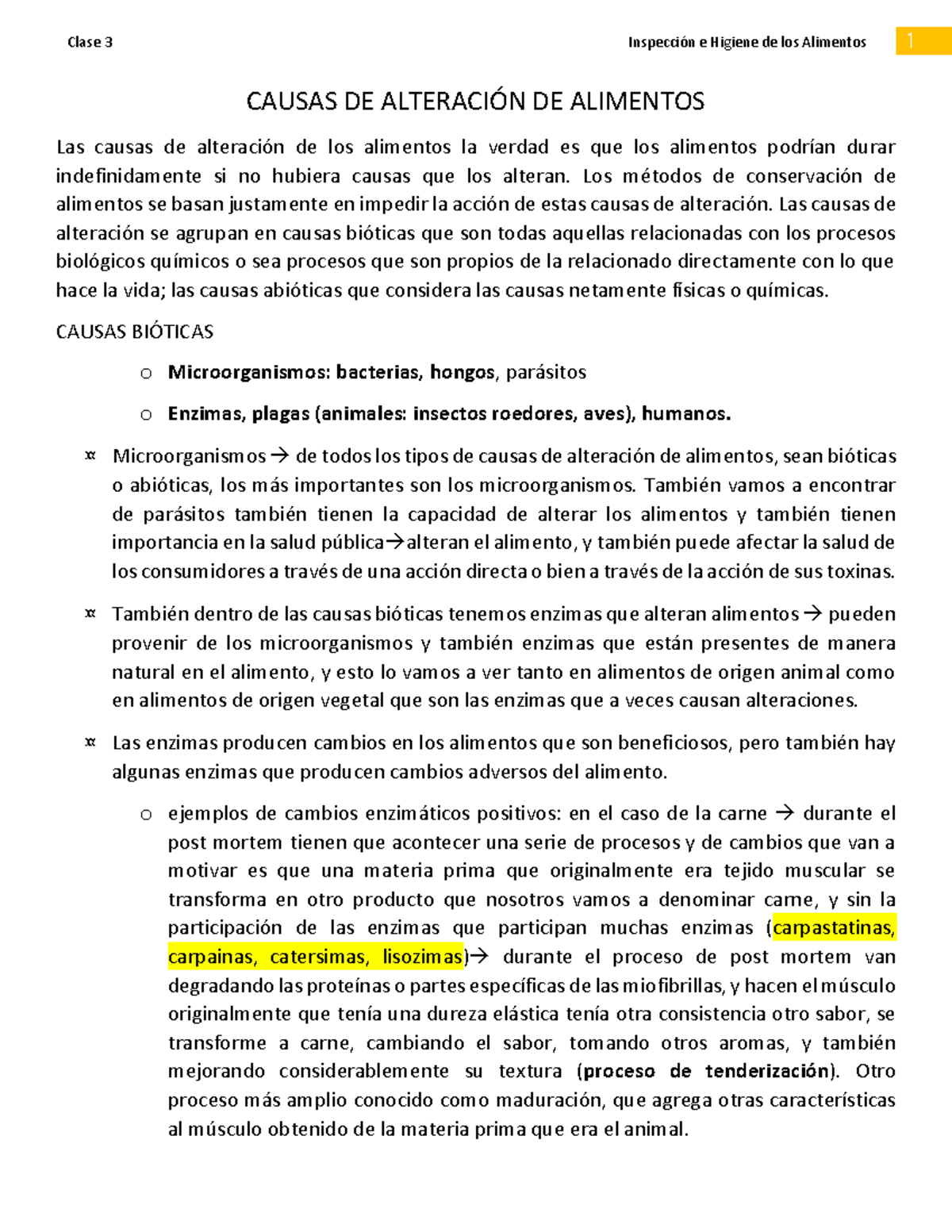 Clase 3-4 IHA - CAUSAS DE ALTERACIÓN DE ALIMENTOS Las causas de ...