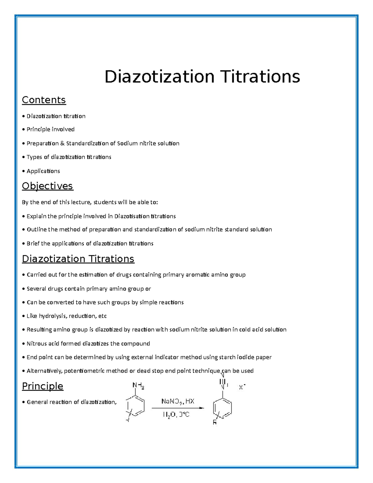 Chapter 5 Diazotion Diazotization Titrations Contents Diazotization