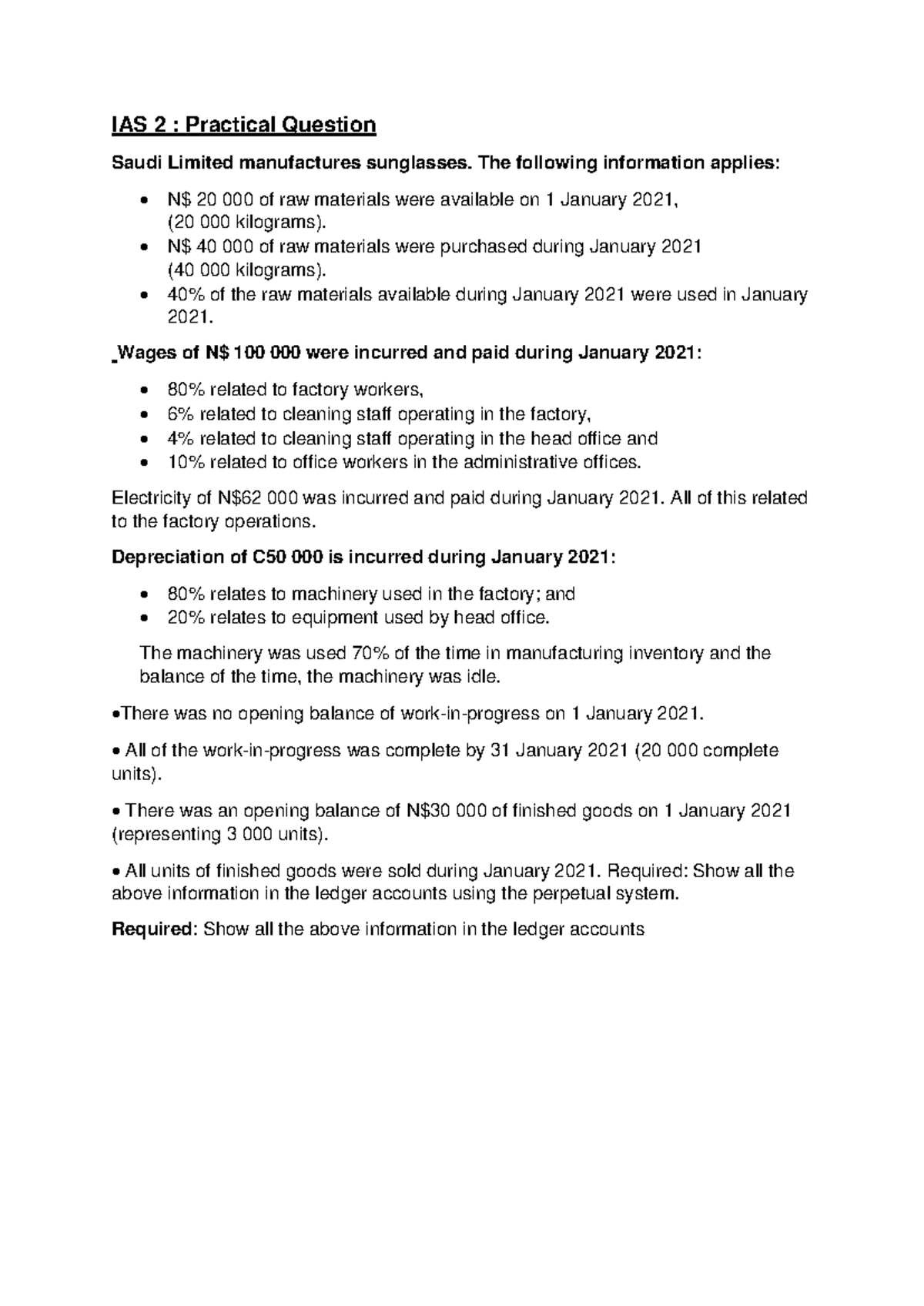 IAS 2 Practical 2 - IAS 2 : Practical Question Saudi Limited ...