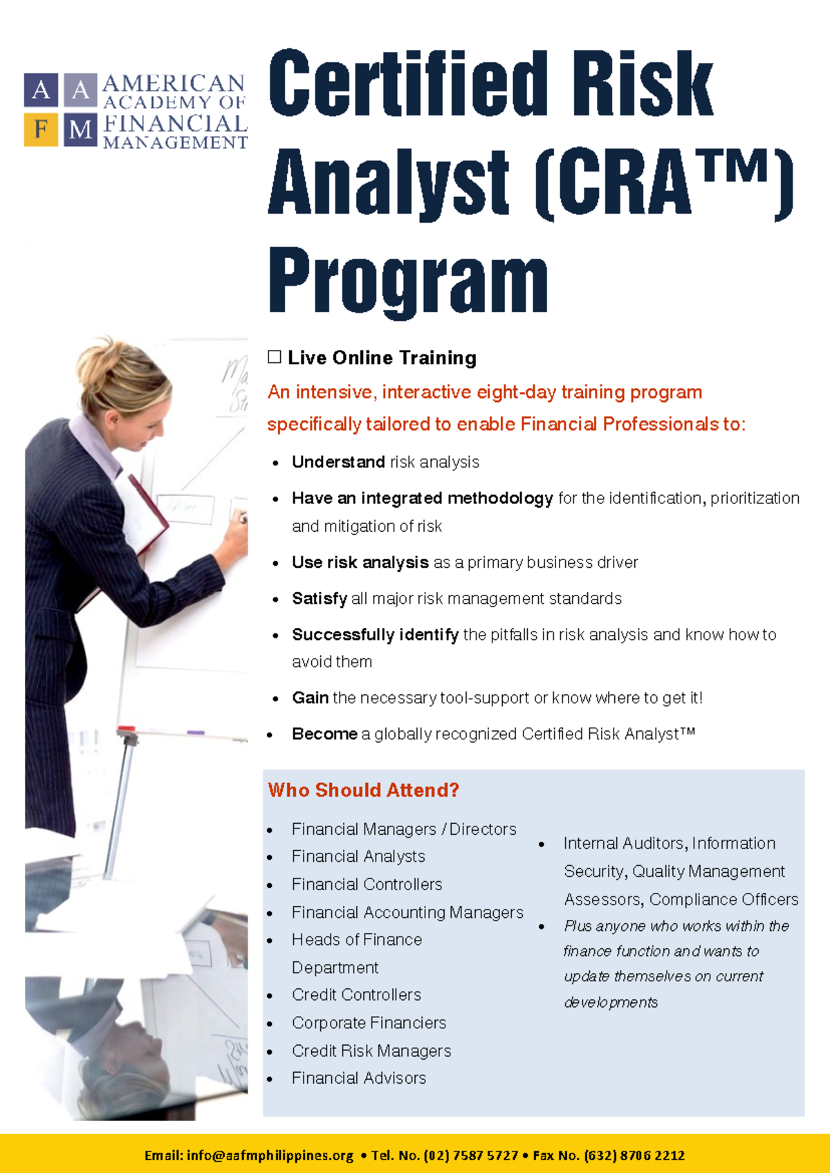 CRA Brochure & Registration - Who Should Attend? Financial Managers ...