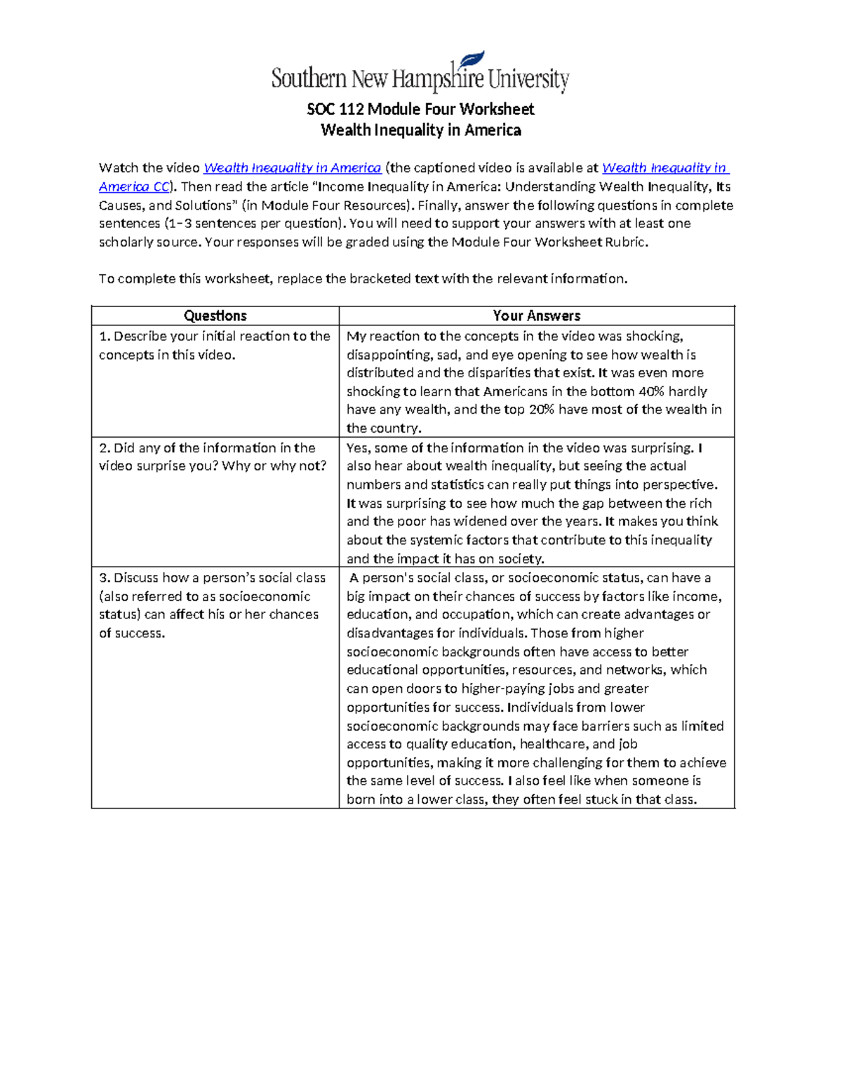 SOC 112 Module Four Worksheet DONE - SOC 112 Module Four Worksheet ...