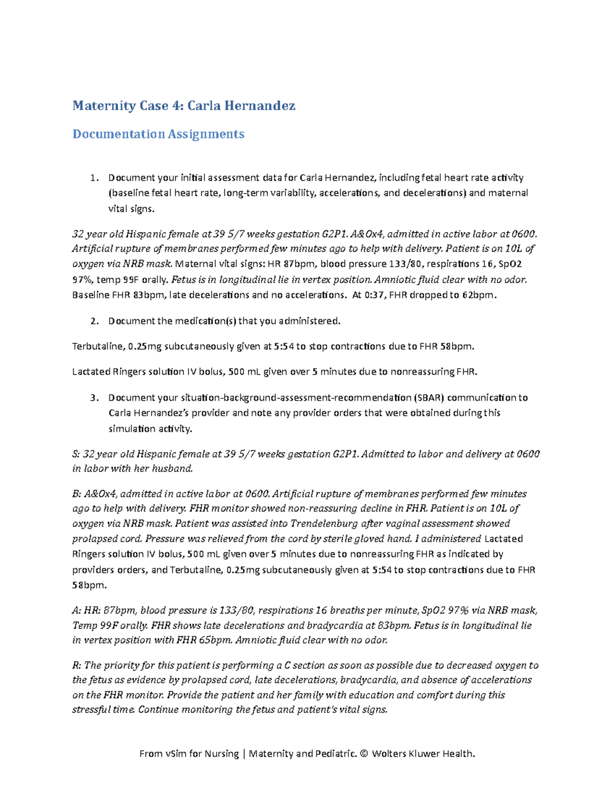 Carla hernandez documentation Maternity Case 4 Carla Hernandez Documentation Assignments