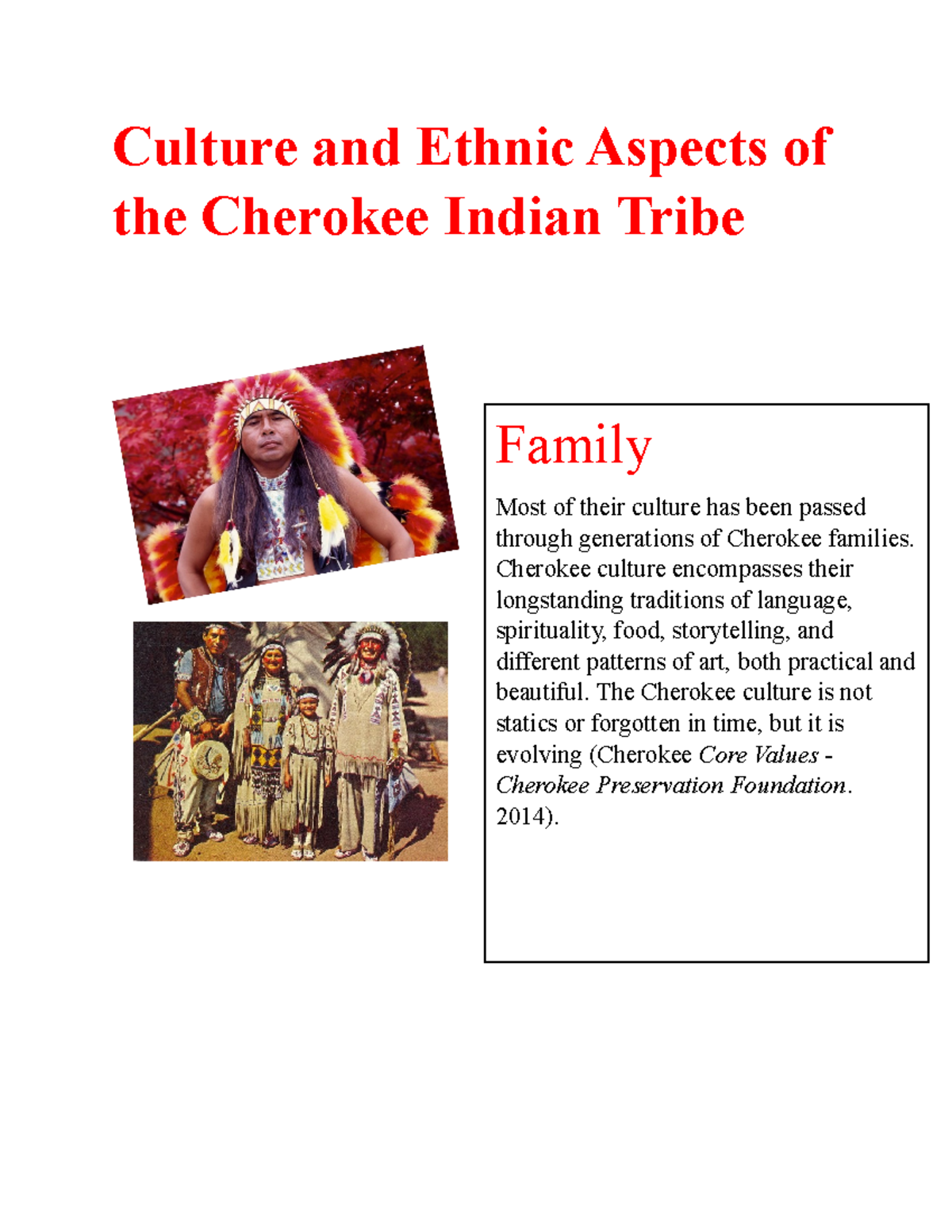 Culture and Ethnic Aspects of the Cherokee Indian Tribe 2-1 Activity  Intervention - Culture and - Studocu