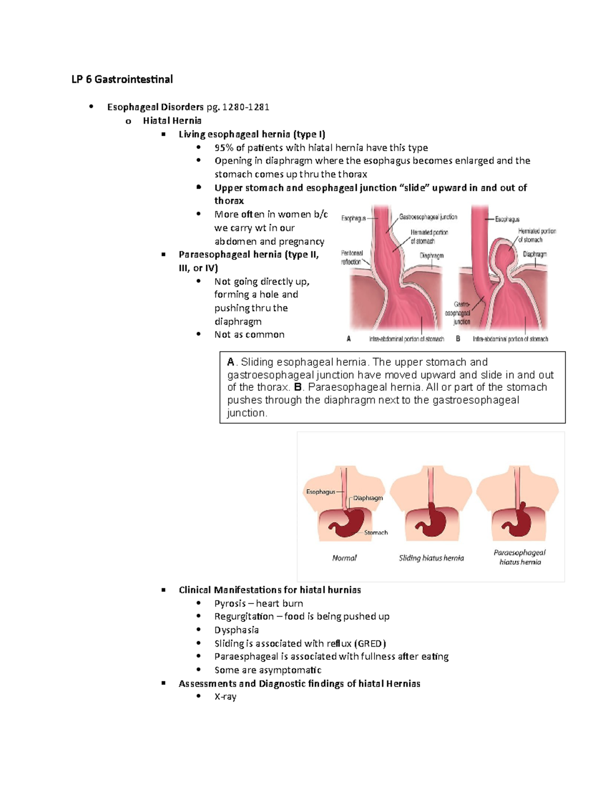 Lp 6 Gastrointestinal Outline Copy Lp 6 Gastrointestinal Esophageal Disorders Pg 1280 O