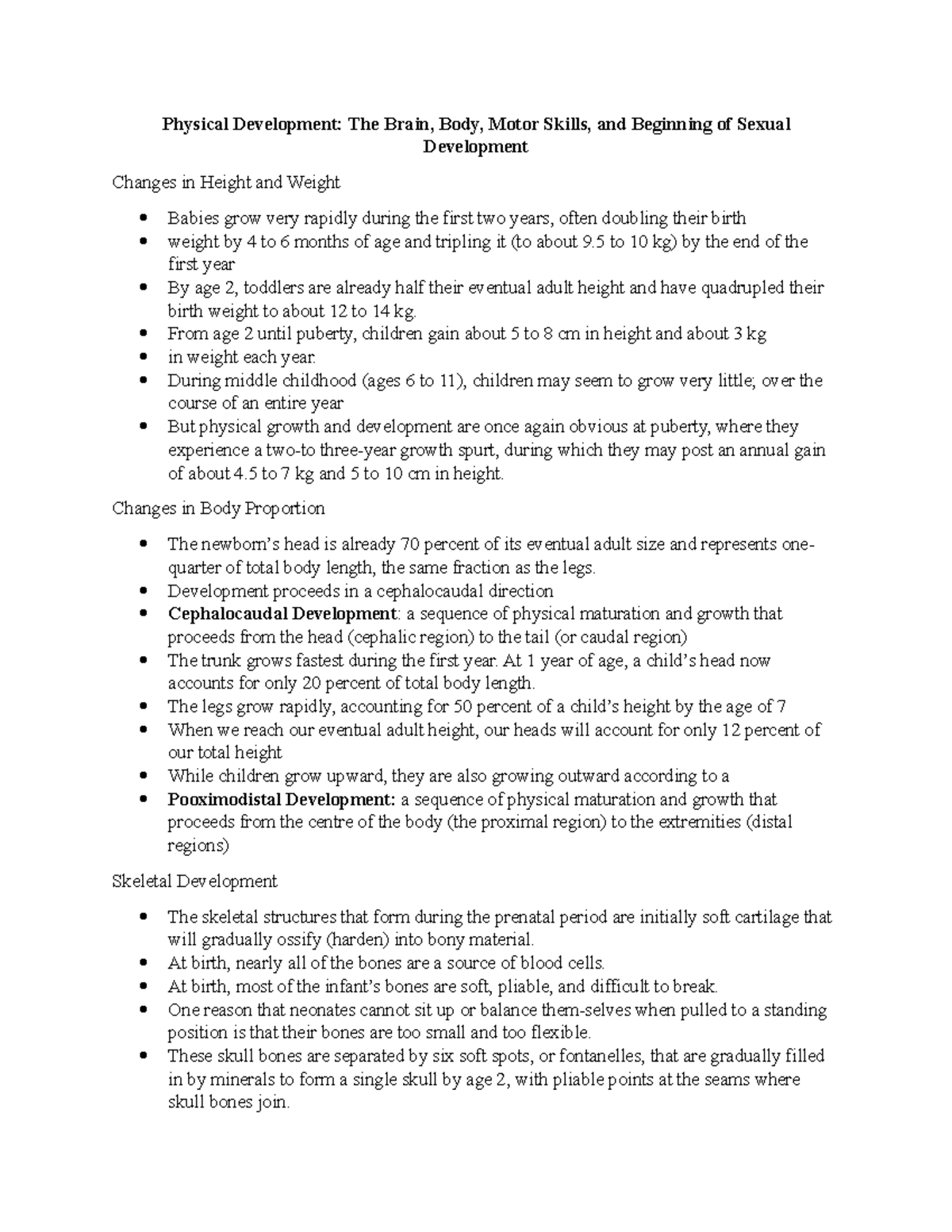 Physical Development - PSYC-2005EG - Laurentian - Studocu