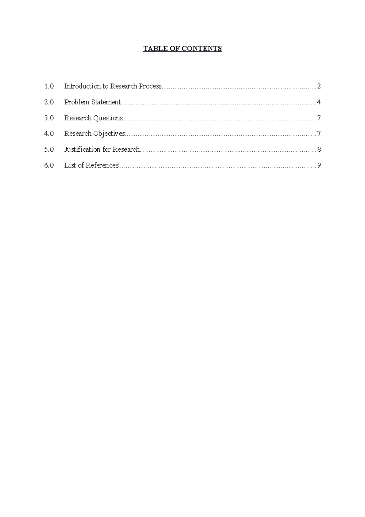 Research Methodology 1 - Table Of Contents 1 Introduction To Research 