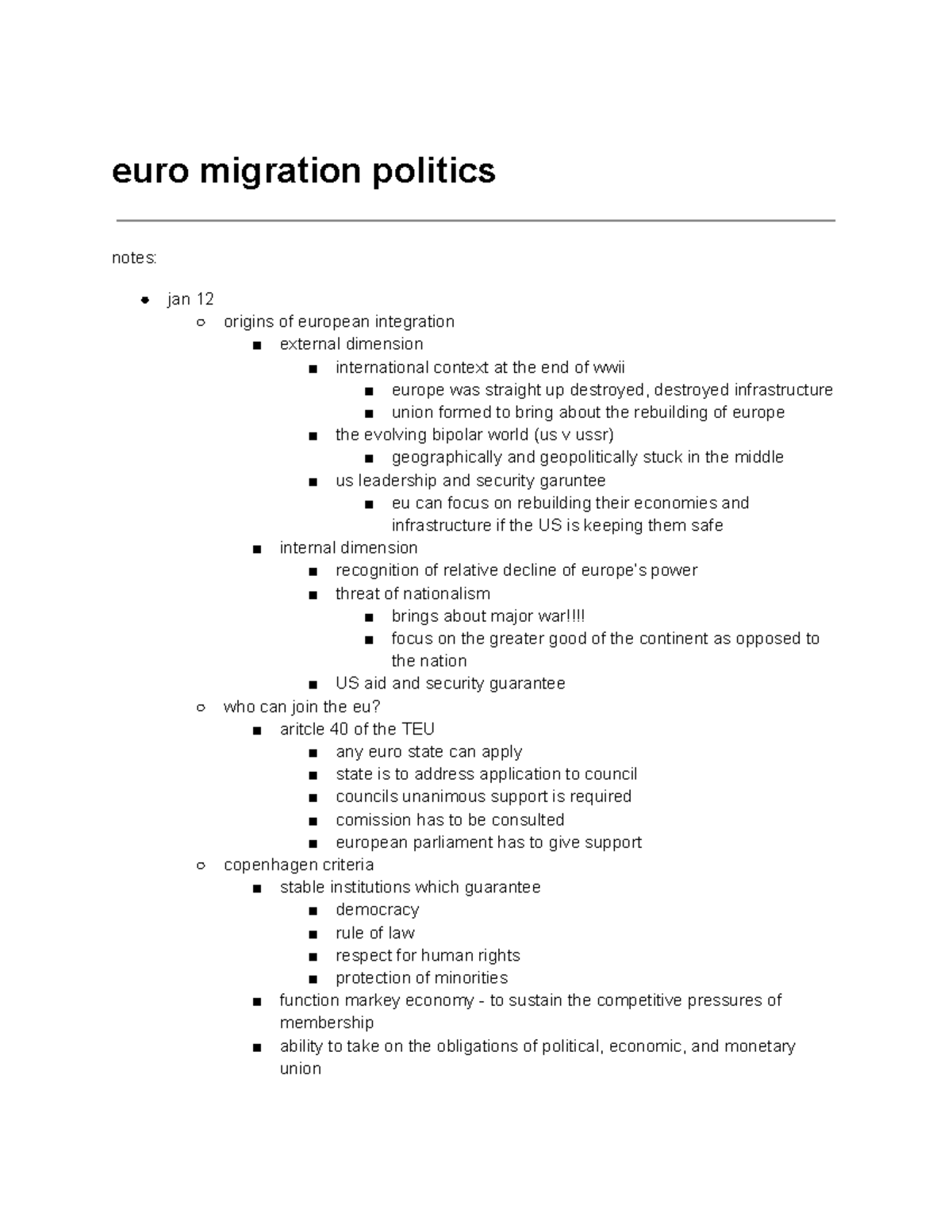 Euro migration - all notes - euro migration politics notes: jan 12 ...