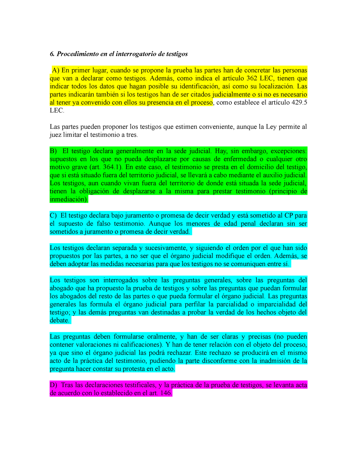 Interrogatorio De Testigos Resumen Del Procedimiento En El Interrogatorio 6 Procedimiento En 5077