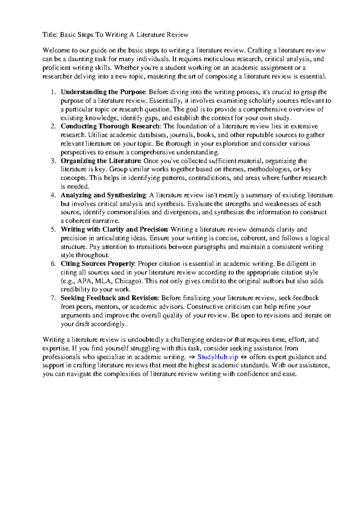 Basic Steps To Writing A Literature Review - Crafting a literature ...