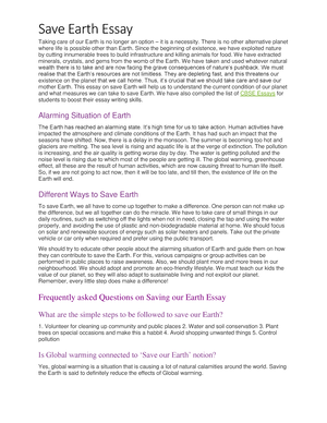 how to save planet earth essay