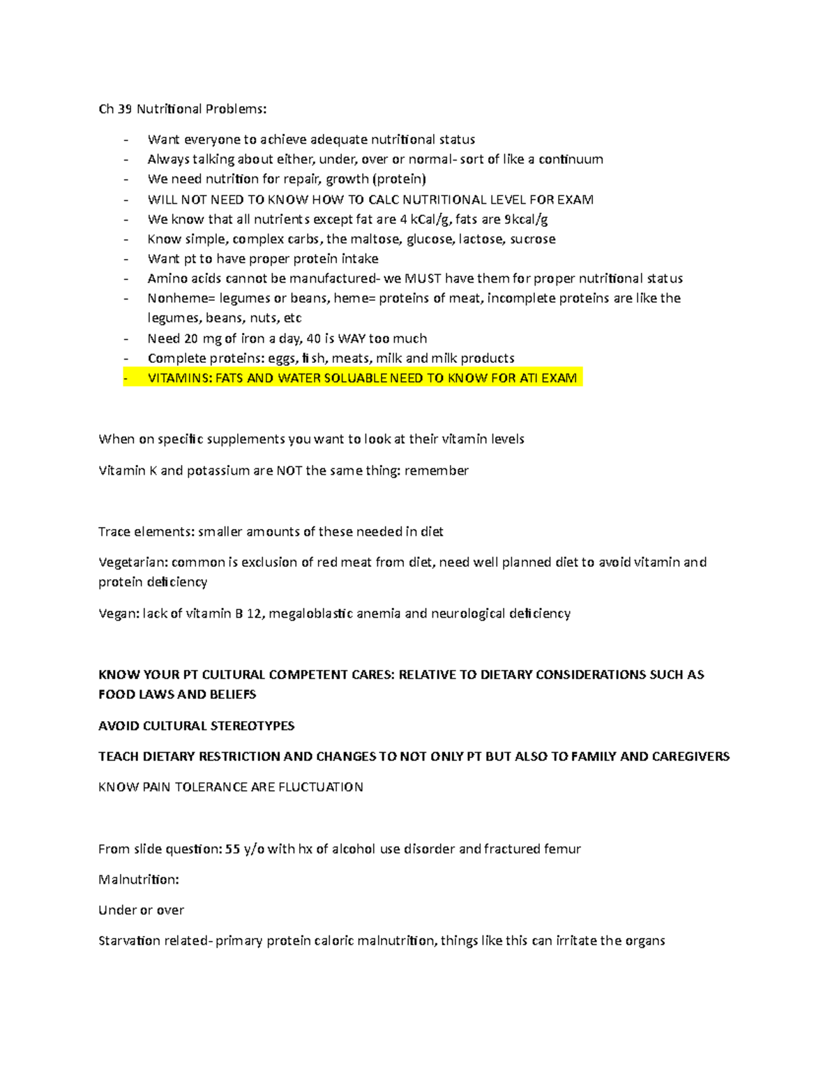 Ch 39 Nutritional Problem Notes Harding - Ch 39 Nutritional Problems ...