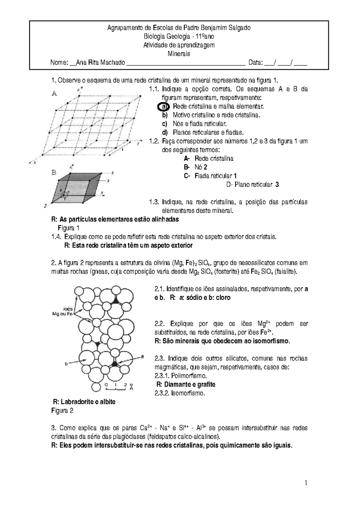 Minerais Materia Cristalina Observe Esquema De Uma Rede Cristalina De Um Studocu