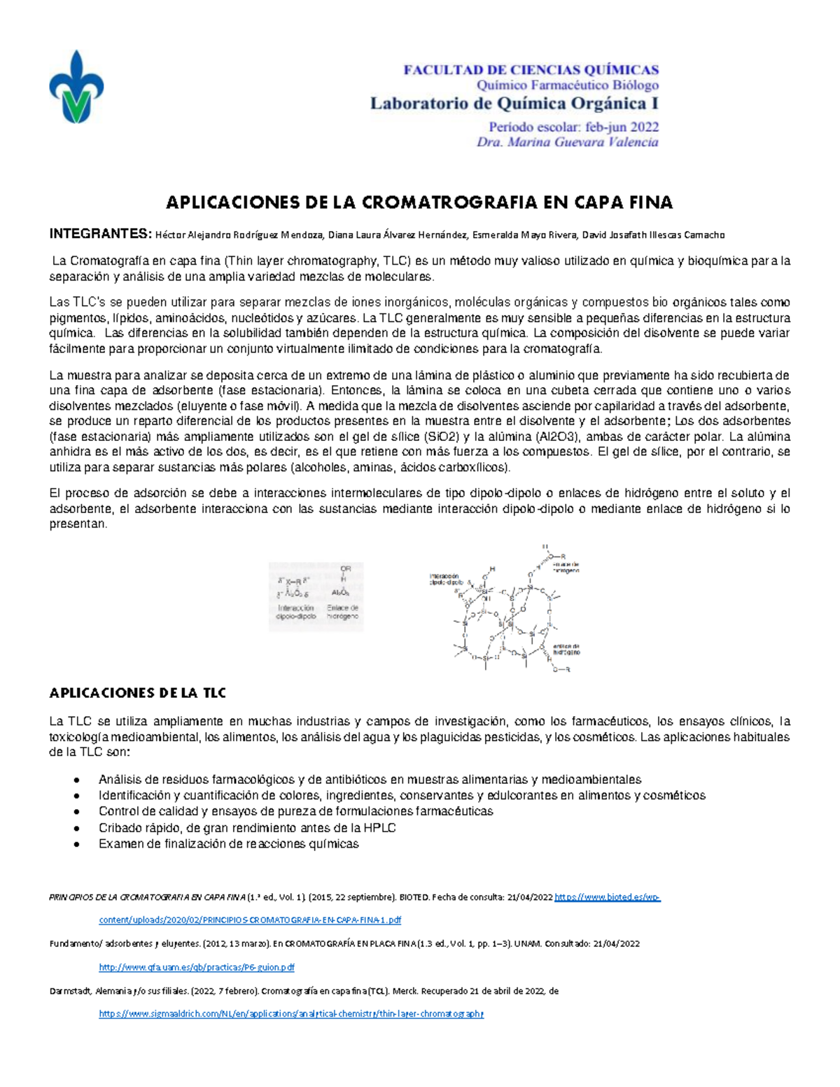 Ac9 Aplicaciones De La Cromatografía En Capa Fina Aplicaciones De La