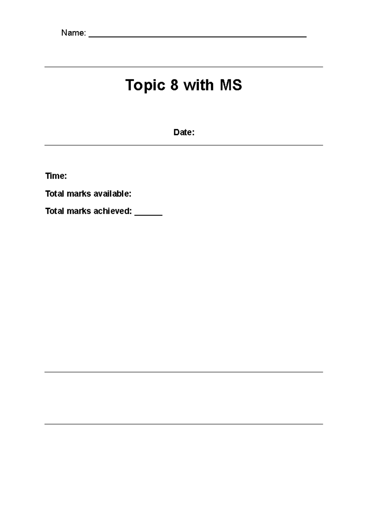 Topic 8 Acids and Alkalis with MS - Name