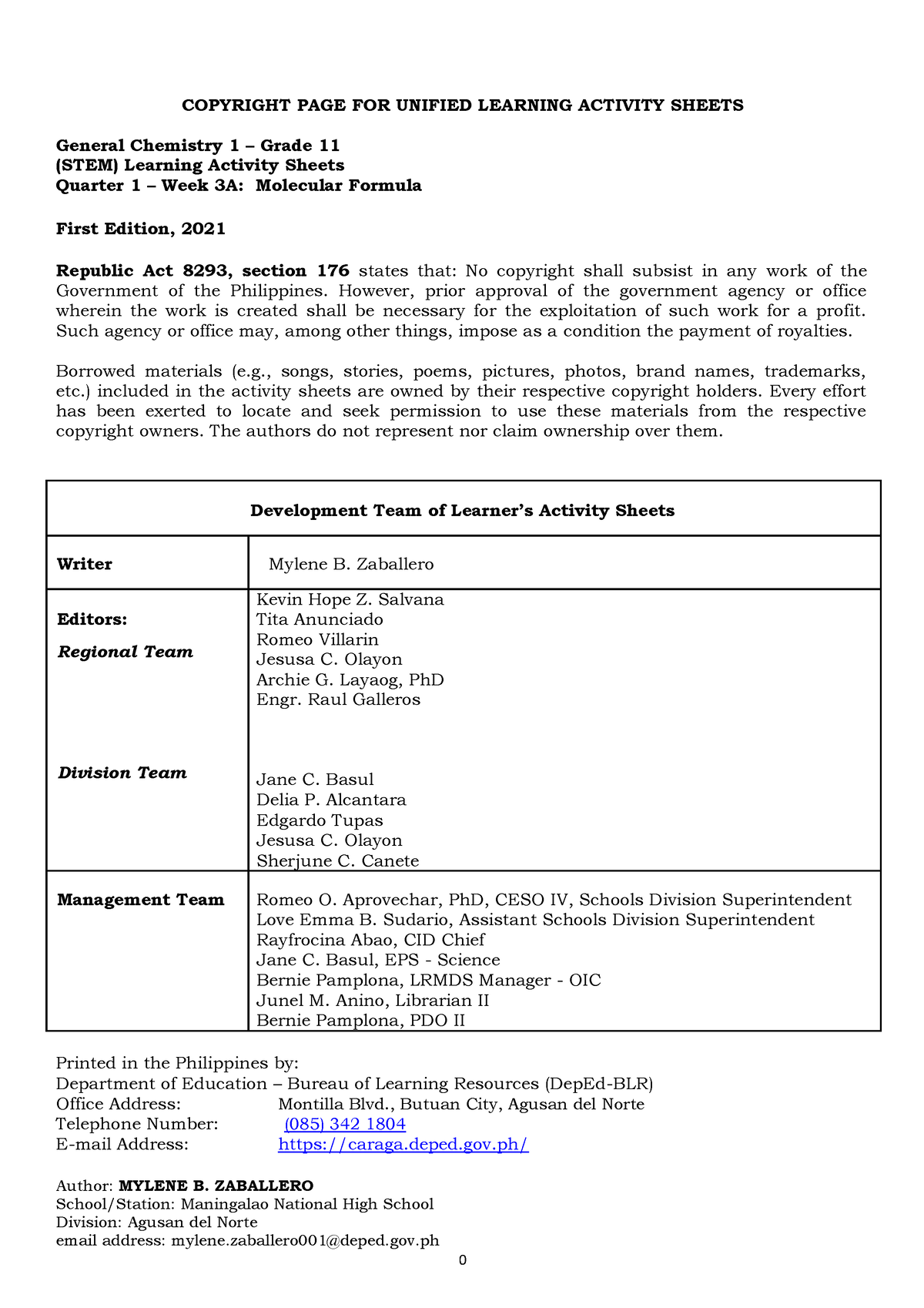 GC1 Q1 Week-3a - Scantron Sheet - COPYRIGHT PAGE FOR UNIFIED LEARNING ...