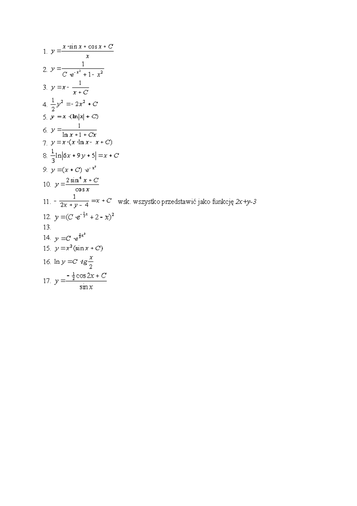 zadania-1-streszczenie-matematyka-1-x-x-cos-x-c-x-1-y-2-y-1-c-3