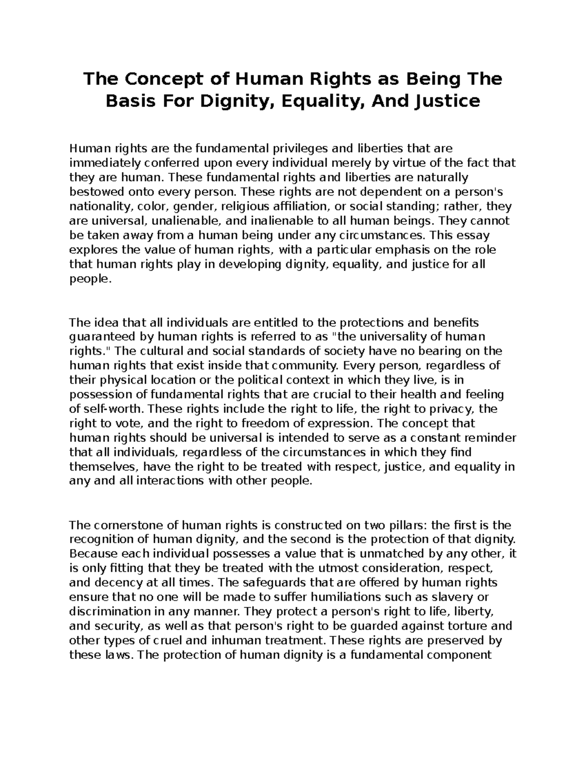 human dignity essay