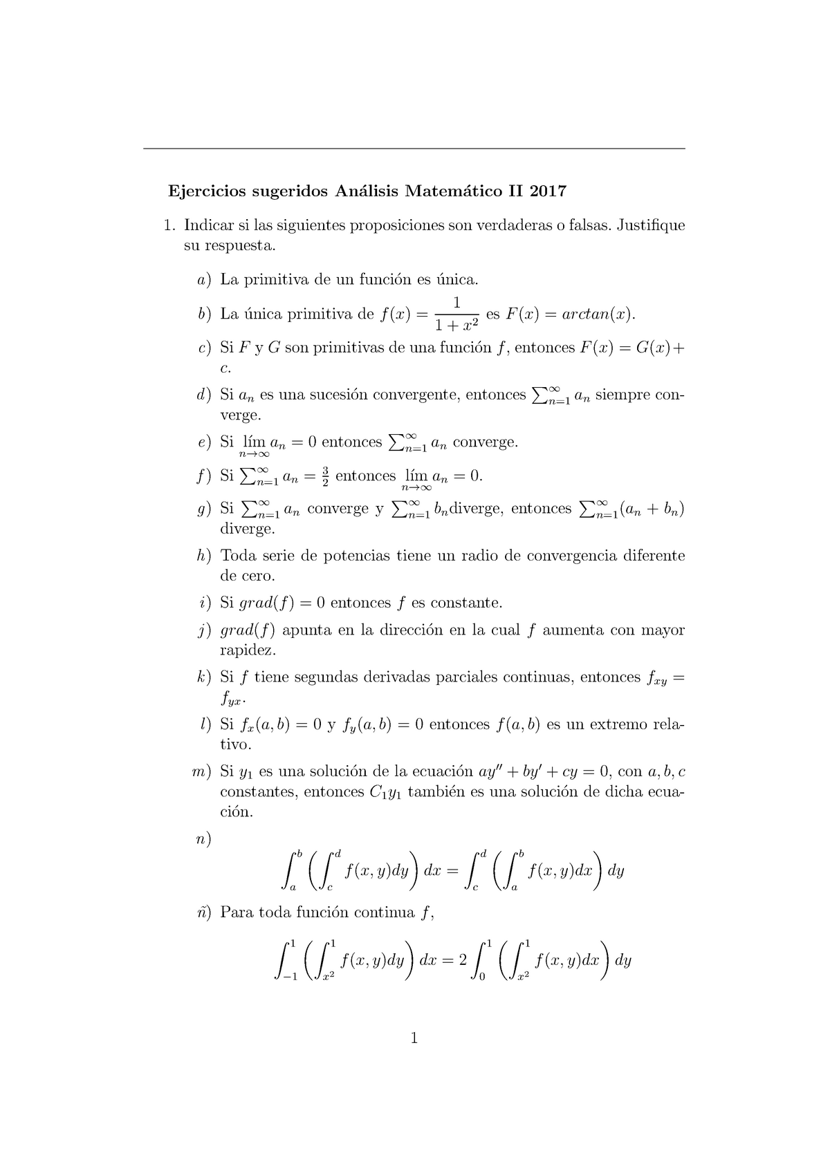 Examen 2017, Preguntas - Ejercicios Sugeridos An´ Alisis Matem´ Atico ...