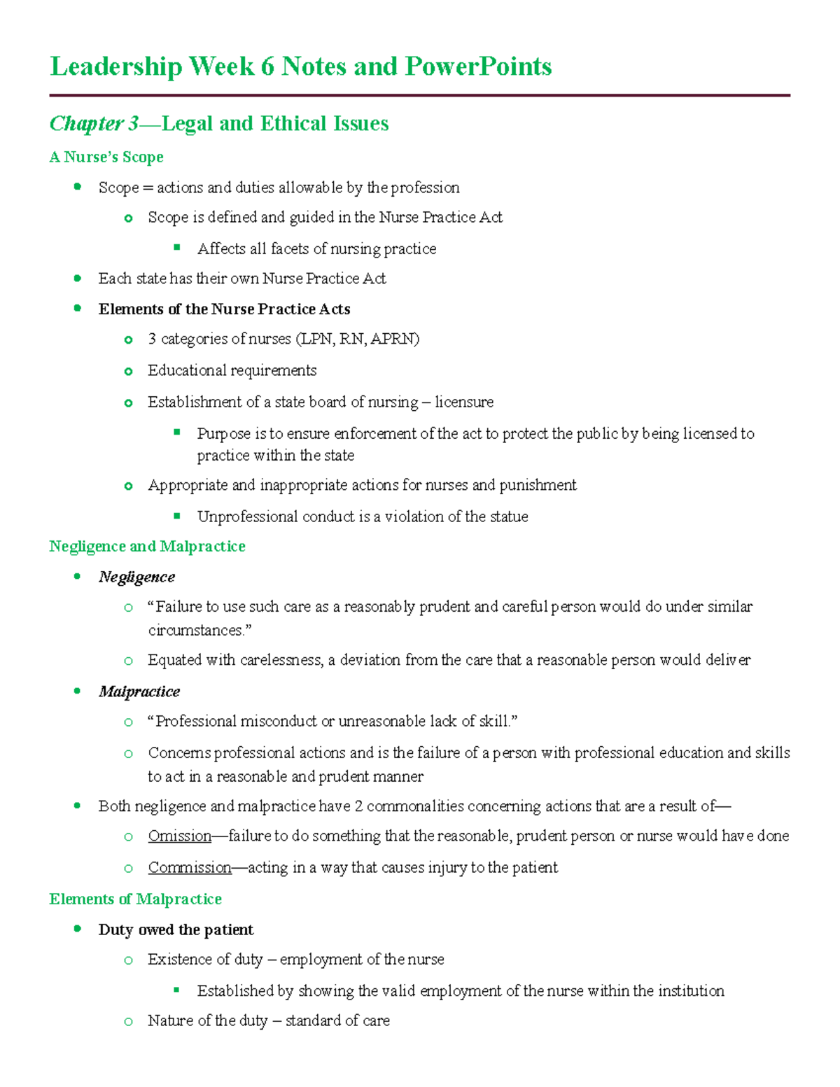 Leadership Week 6 Notes - Leadership Week 6 Notes and PowerPoints ...