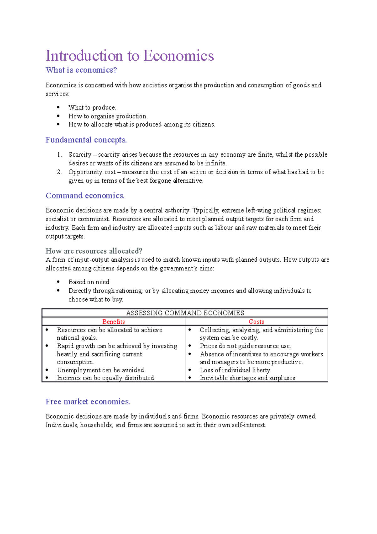 Lecture Notes - Introduction To Economics What Is Economics? Economics ...