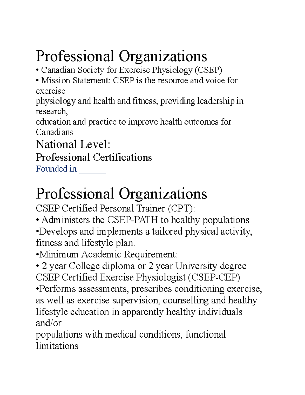 Professional Organizations Professional Organizations Canadian