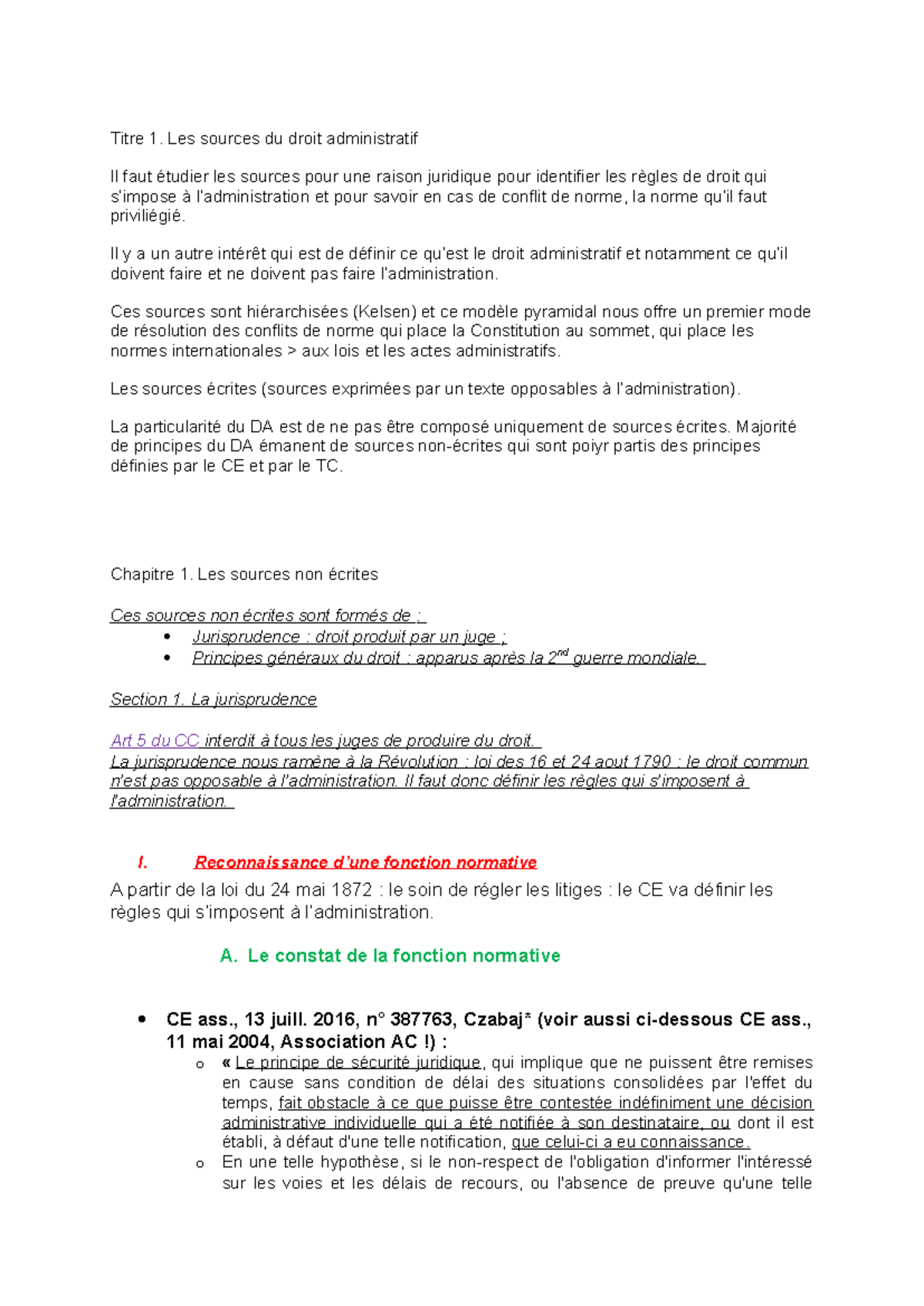 Chapitre 1 - Titre 1. Les sources du droit administratif Il faut ...