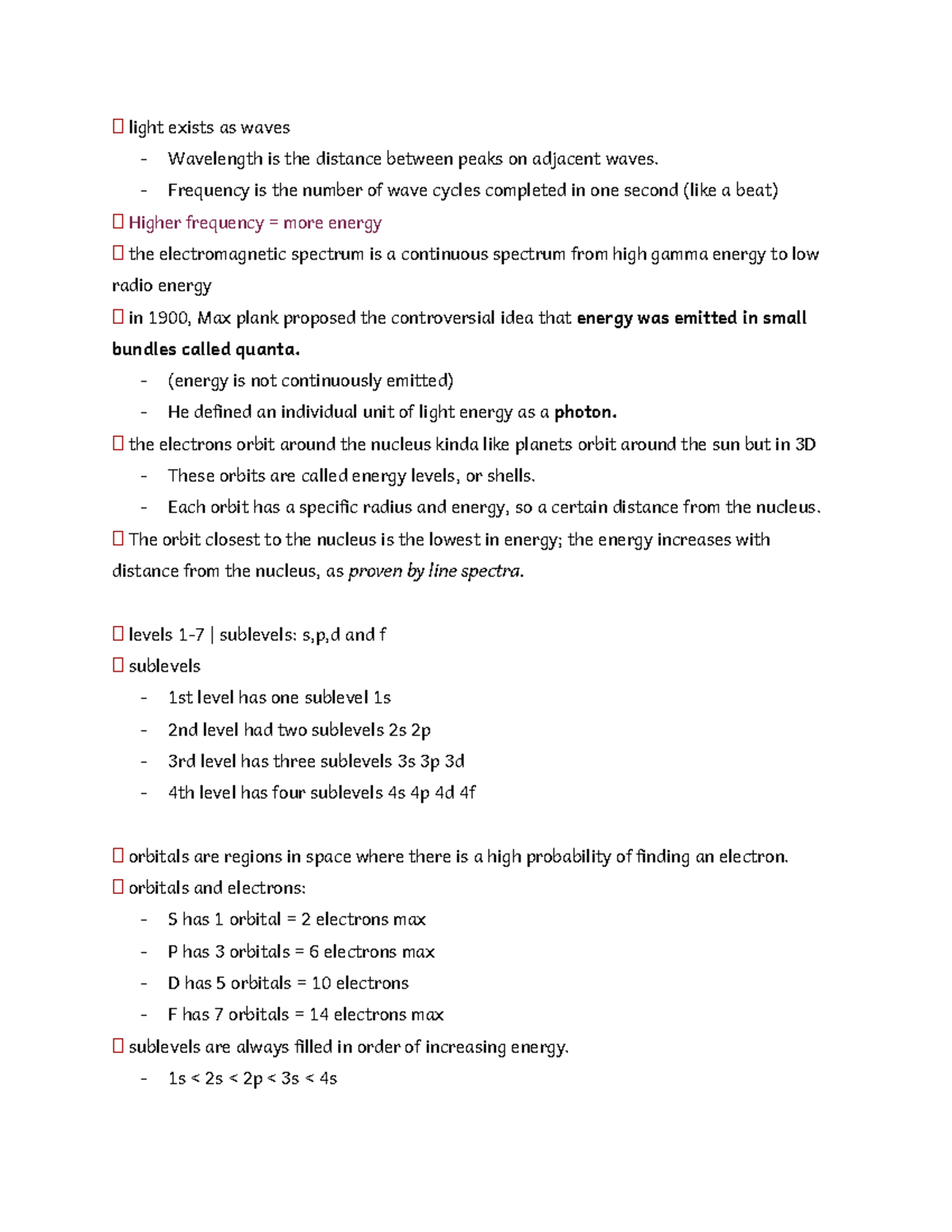 Chap 5 chem - notes for lecture on chapter 5, going over atoms - light ...