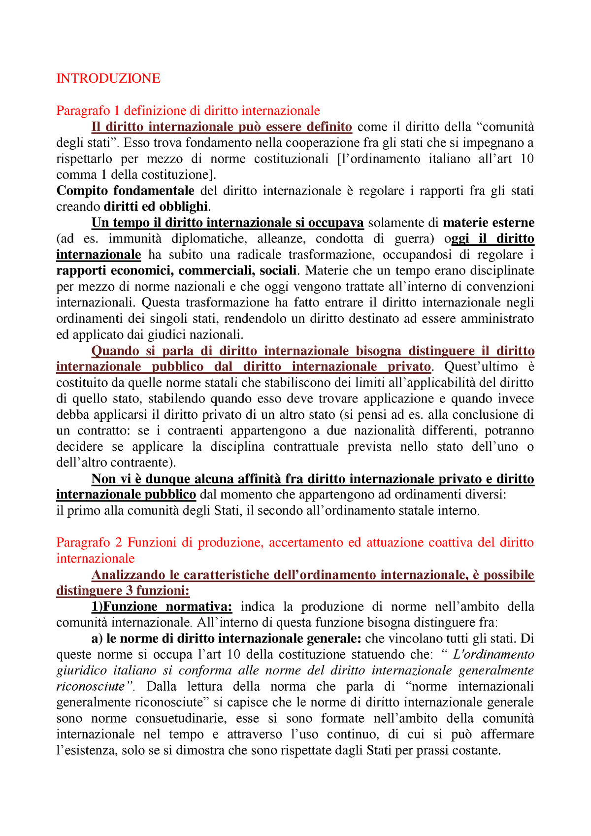 Riassunto Completamente Sostitutivo Del Libro Di Diritto Internazionale ...