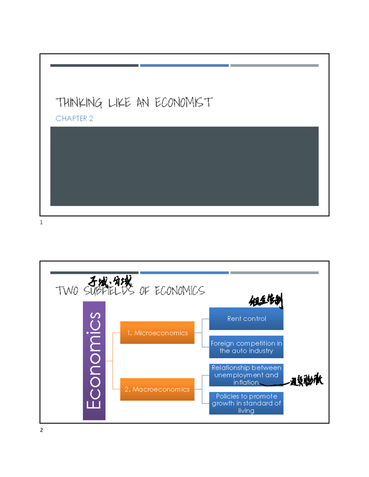 Chapter+2+PPT - THINKING LIKE AN ECONOMIST CHAPTER 2 TWO SUBFIELDS OF ...