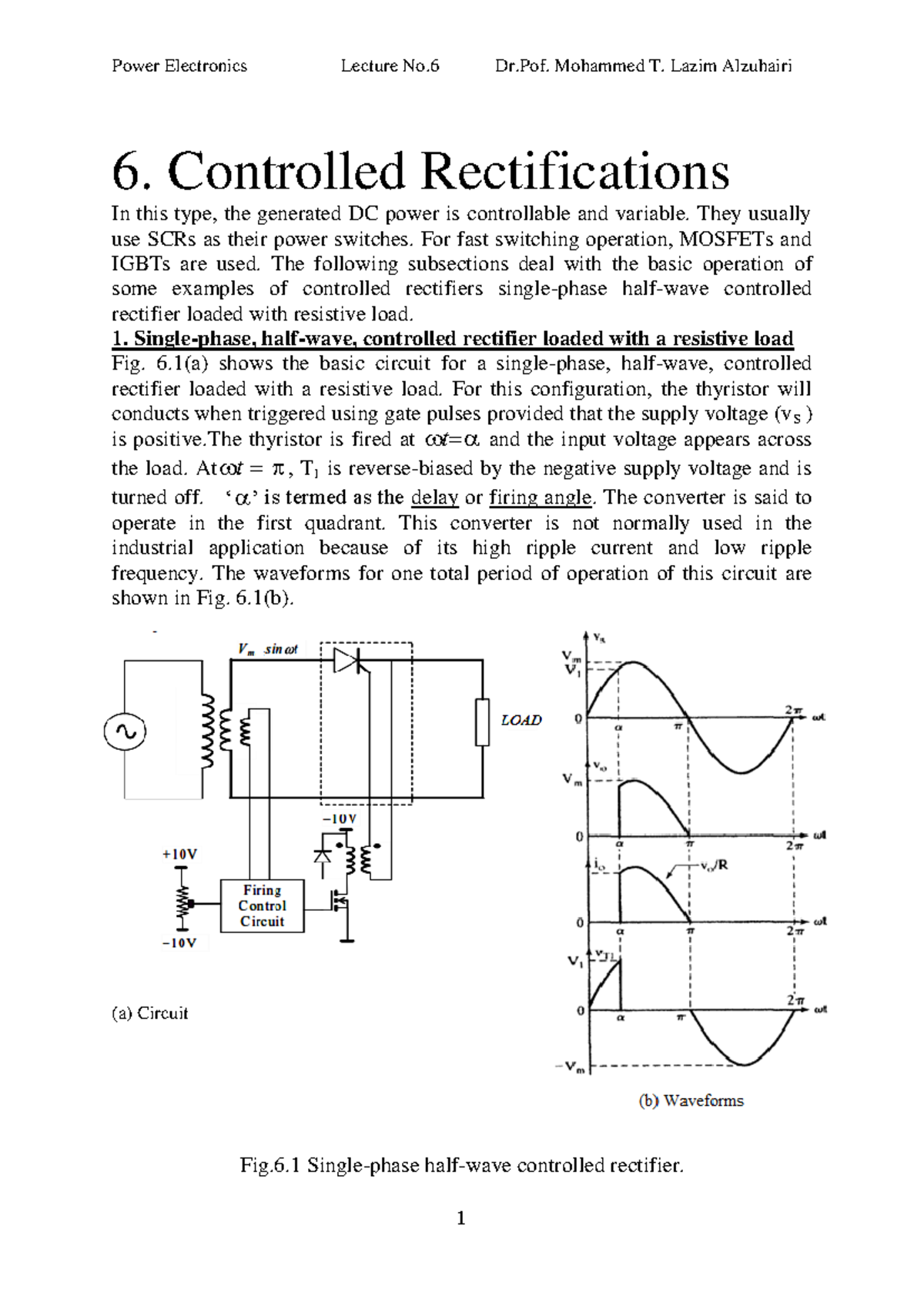 PE Lecture No - swed - 6. Controlled Rectifications In this type, the ...