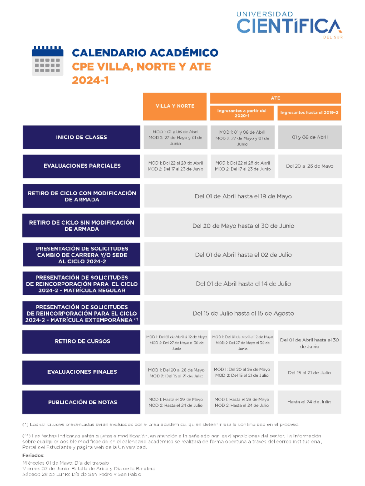 Calendario académico la salle 2024 5