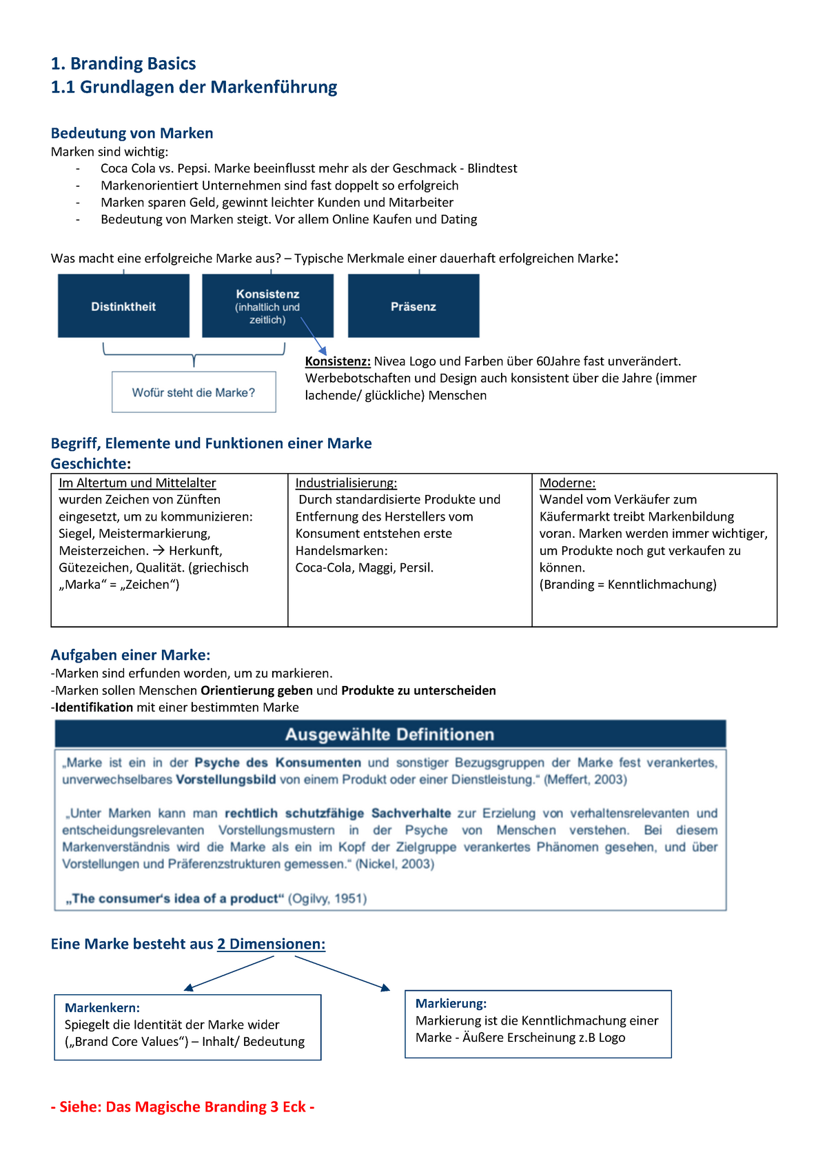 Branding Basics Teil 1 - 1. Branding Basics 1 Grundlagen Der Markenführung  Bedeutung Von Marken - Studocu