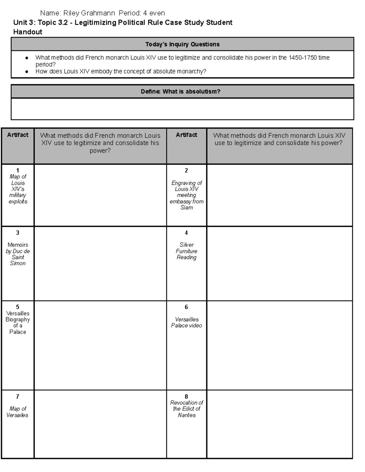 unit 3 legitimizing political rule case study (documents)