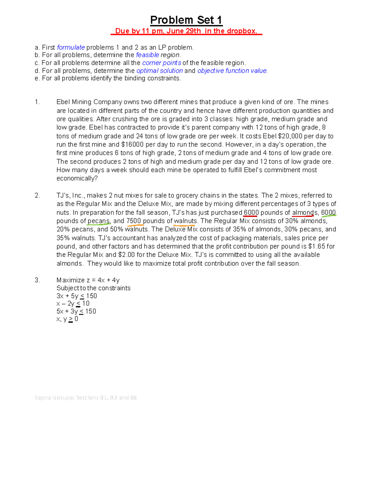 Problem Set 1 - practice material for the first set - Problem Set 1 Due ...