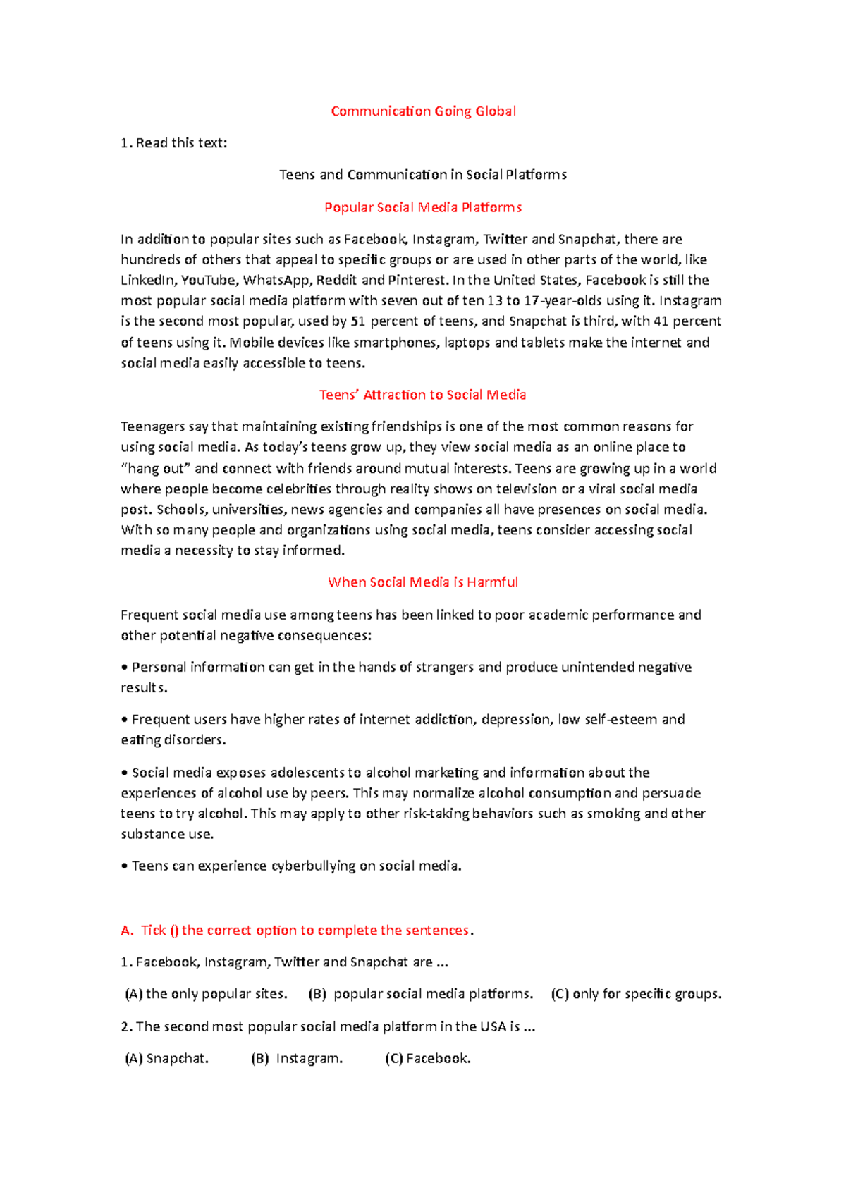 Communication Going Global - Communication Going Global Read this text ...