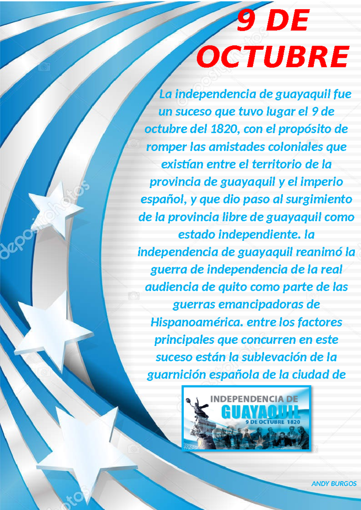 EL 9 DE OCTUBRE - 9 DE OCTUBRE La independencia de guayaquil fue un ...
