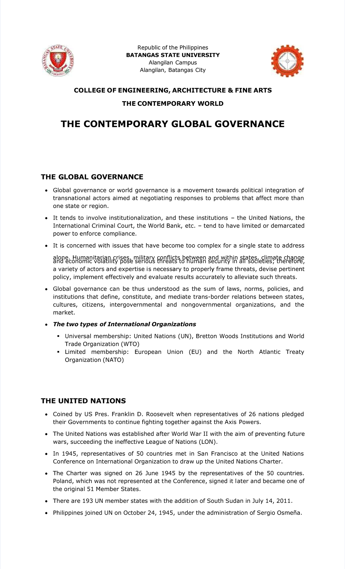 thesis on global governance