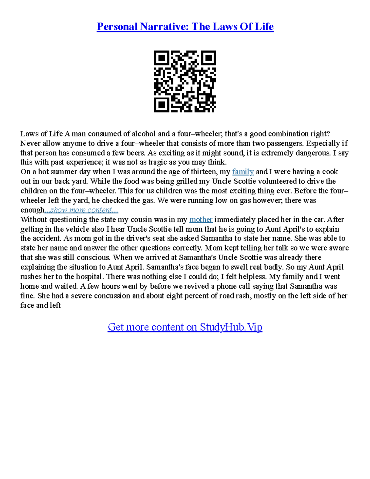 Laws Of Life Essay Examples Personal Narrative The Laws Of Life Laws 