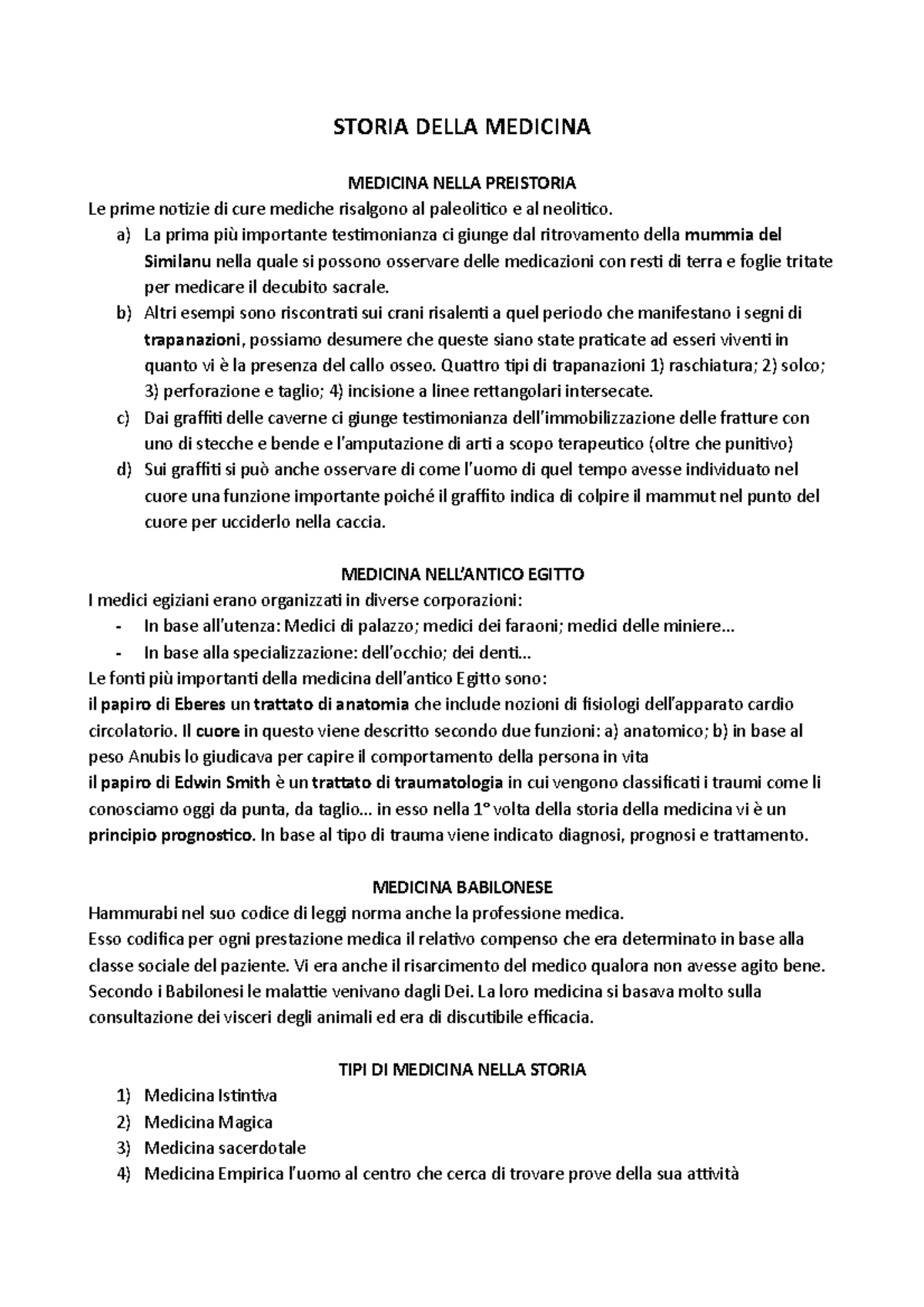 Storia Della Medicina STORIA DELLA MEDICINA MEDICINA NELLA PREISTORIA