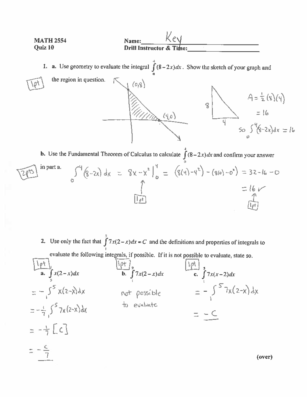 Calculus I Quiz 10 Key - MATH 2554 - Studocu