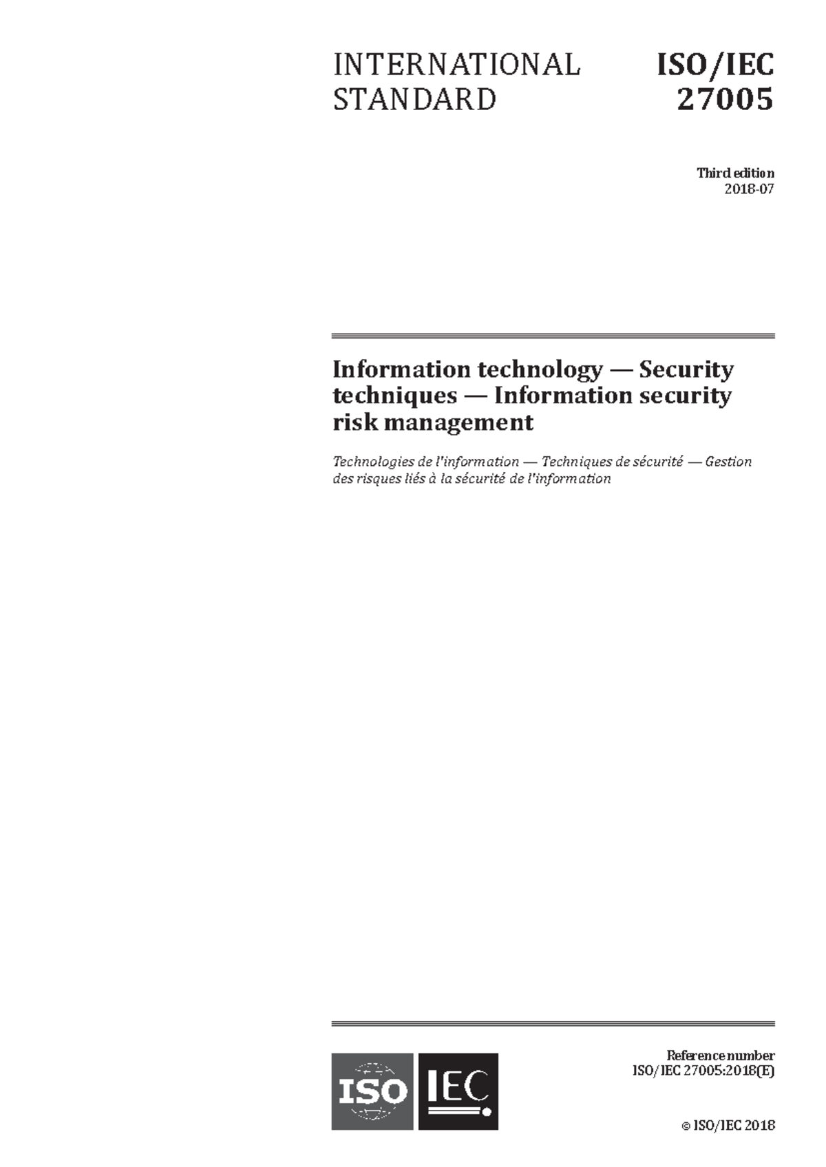 ISO IEC 27005-2018 - ISO risk management - Information technology ...