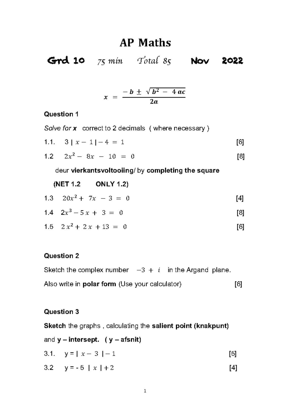 Microsoft Word - AP Gr 10 2022 Nov + memo .docx - AP Maths Grd 10 75 ...