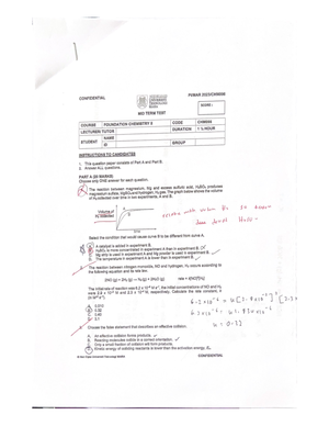 Mid Term Test BIO095 Feb2020 - Foundation Biology - Studocu