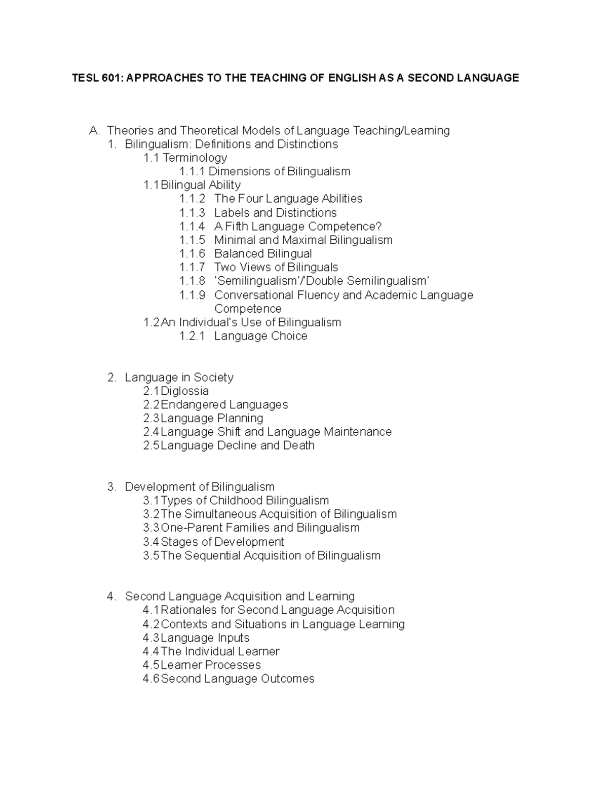 TESL-601 - Lecture and materials - TESL 601: APPROACHES TO THE TEACHING ...
