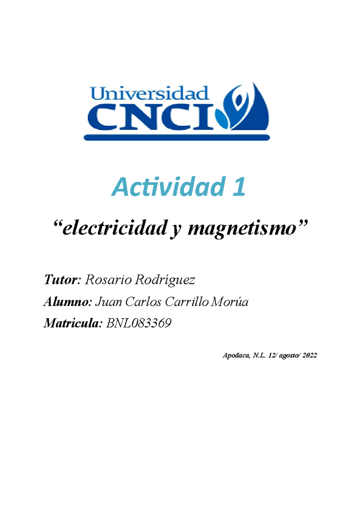 Actividad 1 Electricidad Y Magnetismo - Actividad 1 “electricidad Y ...