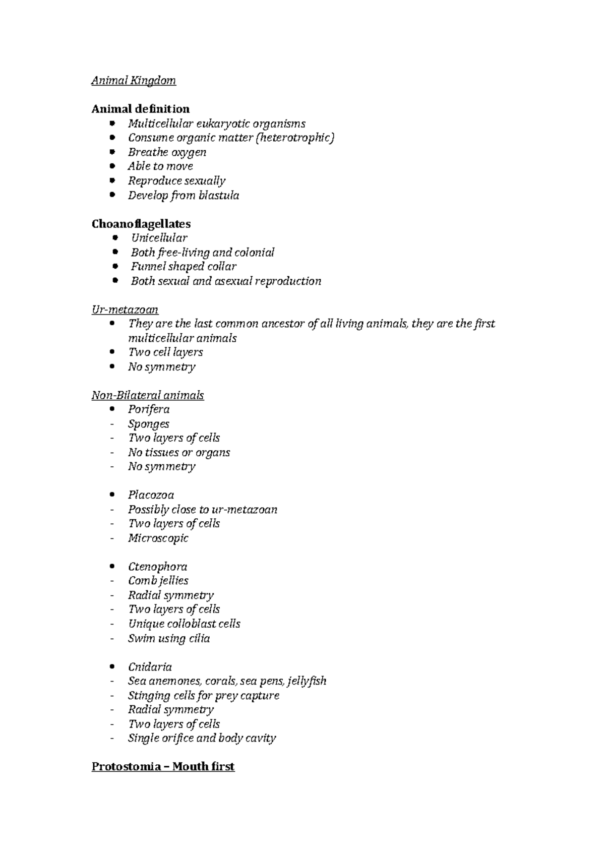Lecture 2 - Definitions - Animal Kingdom Animal definition ...