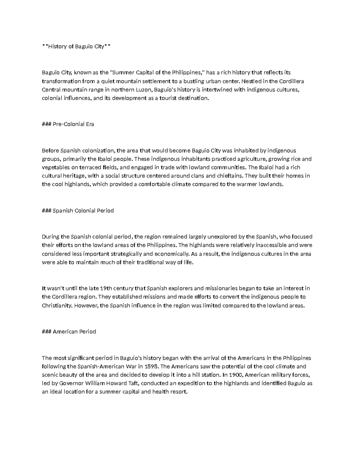 History of Baguio City History of Baguio City Baguio City, known as